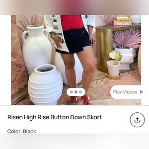 Risen Black High Rise Button Down Skort